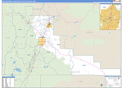 Bend-Redmond Metro Area Wall Map Basic Style 2026
